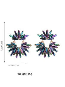 juran 1 对迷人水钻装饰花形耳坠，适合女士日常装饰情人节 - 彩色 - 查看 2
