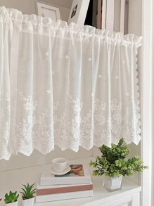1 Họa Tiết Hoa Màu Trắng Đường Viền Cửa Sổ, Tối Giản Polyester Màn Đường Viền Bằng Cho Gia Đình - trắng - Xem 1