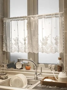 1 Họa Tiết Hoa Màu Trắng Đường Viền Cửa Sổ, Tối Giản Polyester Màn Đường Viền Bằng Cho Gia Đình - trắng - Xem 2