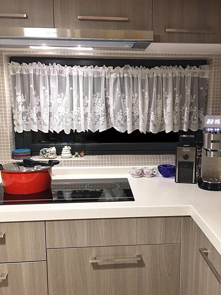 1 Họa Tiết Hoa Màu Trắng Đường Viền Cửa Sổ, Tối Giản Polyester Màn Đường Viền Bằng Cho Gia Đình - trắng - Xem 9