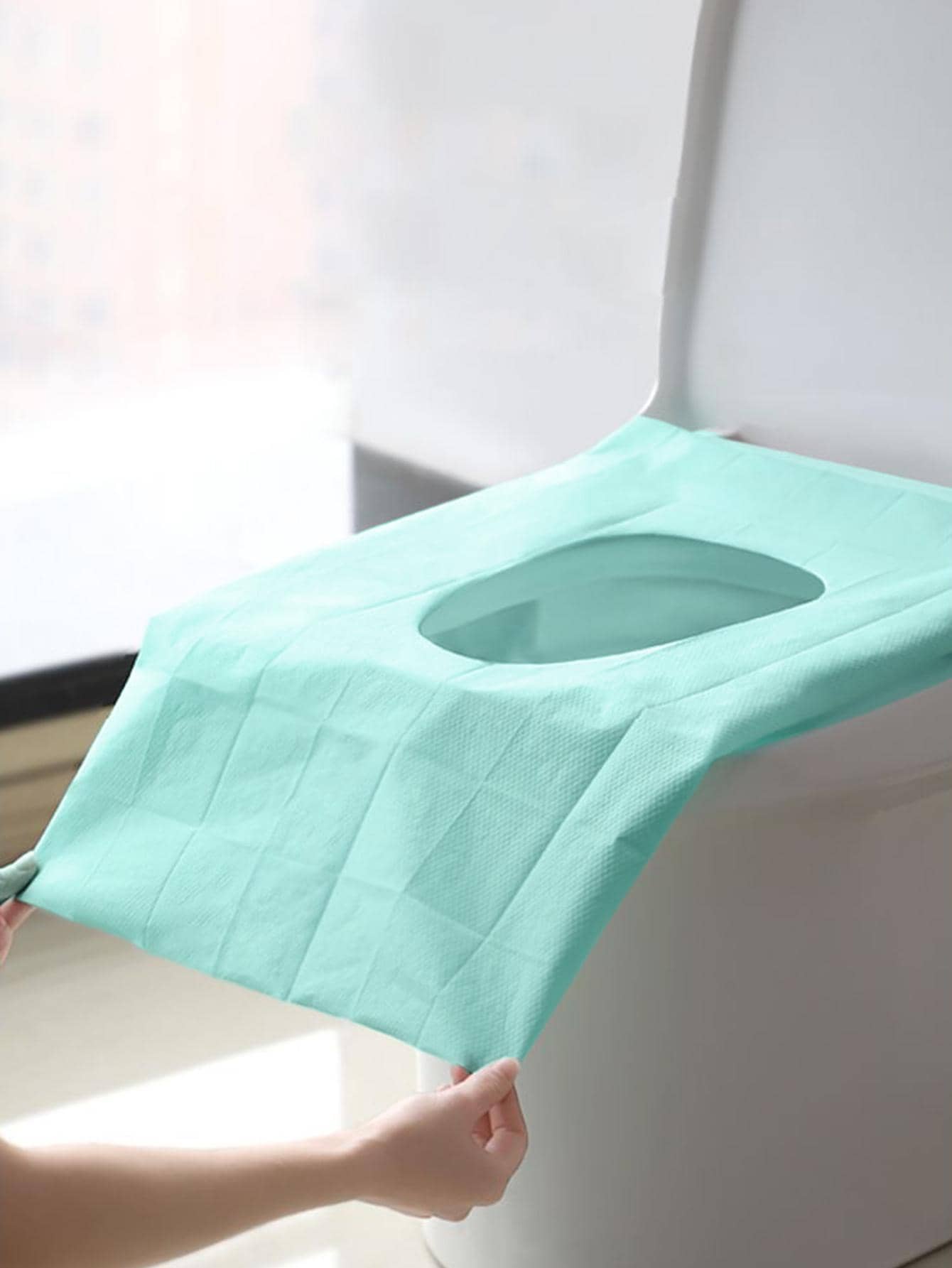 1 Gói Vỏ bọc bồn cầu di động dùng một lần, không thấm nước và vệ sinh - màu xanh lá - Xem 1
