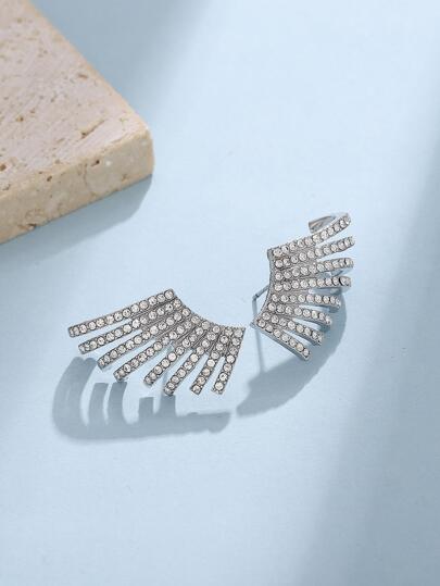 1對魅力四射水鑽裝飾多層U型耳釘適合女士日常裝飾銅首飾類