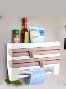 1pc Multifunction Hanging Paper Towel Holder - Khaki - View 3