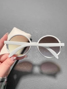 1副女士复古休闲圆形时尚眼镜 - 白色 - 查看 3