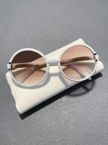 1副女士复古休闲圆形时尚眼镜 - 白色 - 查看 2