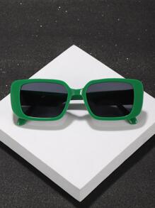 1 副男士方形框架时尚眼镜，适合户外休闲沙滩配饰眼镜遮光镜 - 墨綠色 - 查看 1