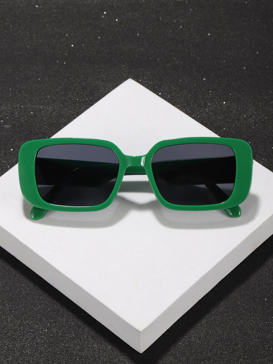 1 副男士方形框架时尚眼镜，适合户外休闲沙滩配饰眼镜遮光镜 - 墨綠色 - 查看 1