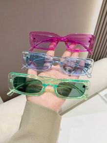 Cute 3Pairs Square Frame Sunglasses For Summer Beach Accessories For Women Sun Glasses Sunglasses Shades - Multicolor - View 1