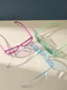 Cute 3Pairs Square Frame Sunglasses For Summer Beach Accessories For Women Sun Glasses Sunglasses Shades - Multicolor - View 4