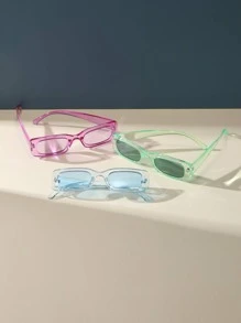 Cute 3Pairs Square Frame Sunglasses For Summer Beach Accessories For Women Sun Glasses Sunglasses Shades - Multicolor - View 3