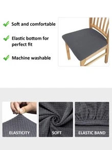 1 Màu Ghế Bọc Ghế, Polyester Hiện Đại Co Giãn Ghế Ăn Ghế Cho Gia Đình - Xám - Xem 4