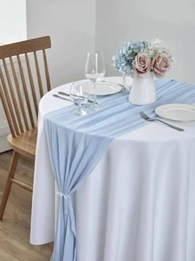 1 件雪纺桌旗，透明长桌布，适合婚礼新娘礼物、迎婴派对、单身派对、生日、节日装饰 - 藍色 - 查看 3