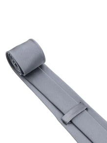 ZONFAZ 1pc 8cm Men's Solid Color Dark Grey Classic Casual Necktie Men Necktie - Dark Grey - View 3