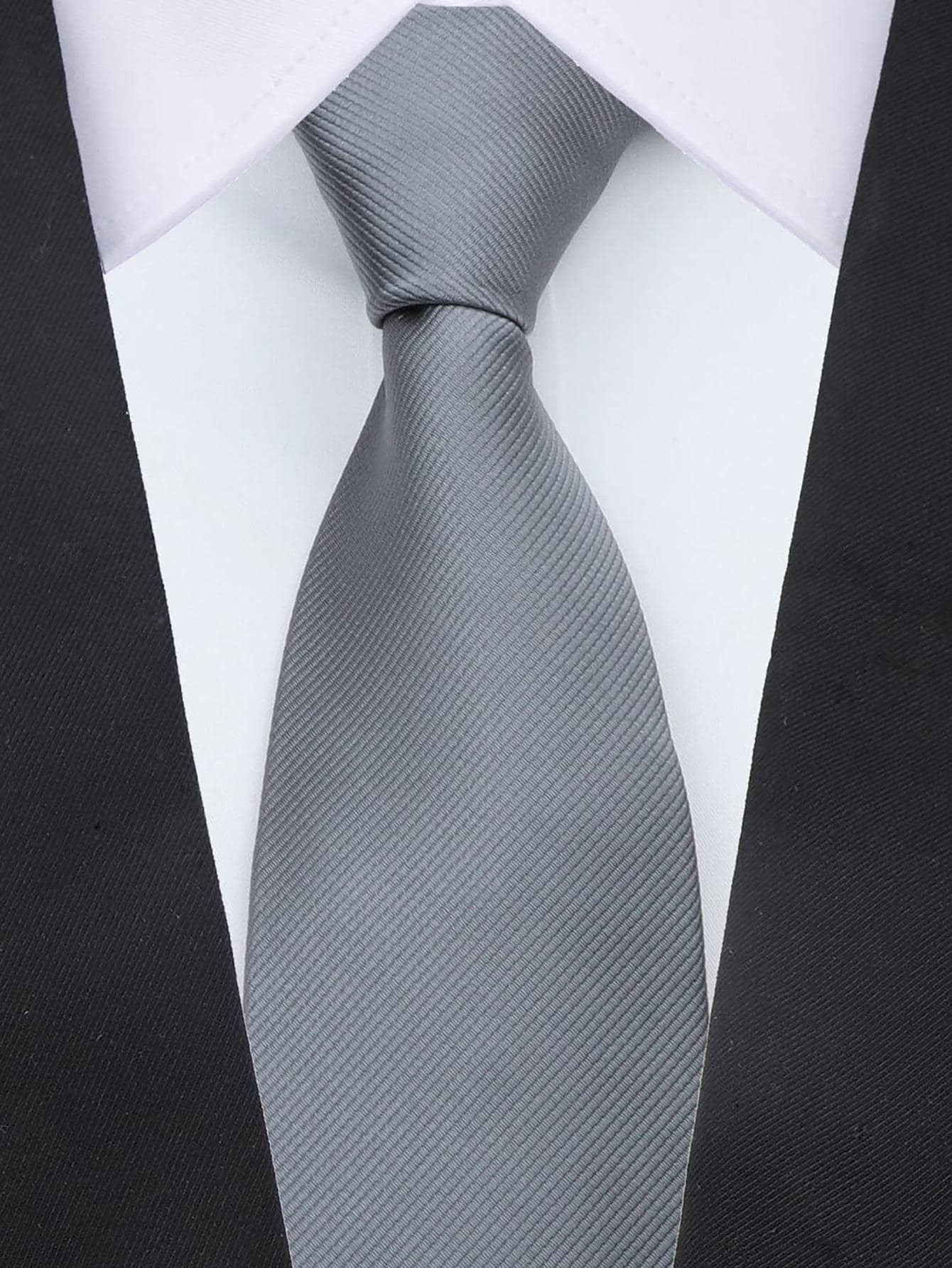 ZONFAZ 1pc 8cm Men's Solid Color Dark Grey Classic Casual Necktie Men Necktie - Dark Grey - View 1