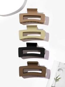 4pcs Rectangle Design Hair Claw - Multicolor - View 3