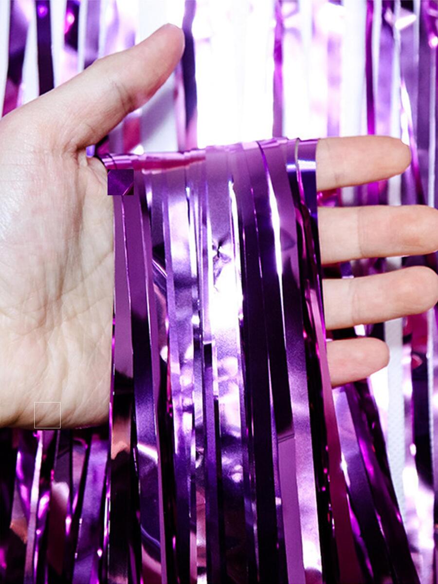1 件 1m*2m 紫色派對裝飾雨絲窗簾帶流蘇花生日道具和派對背景 - 紫色 - 查看 1