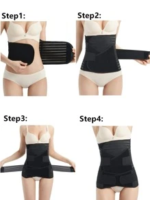 3-In-1 Women's Waist Trainer, Adjustable Waist Cincher, Body Shaper Girdle Set - Black - View 7
