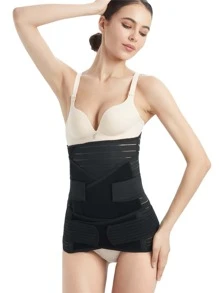 3-In-1 Women's Waist Trainer, Adjustable Waist Cincher, Body Shaper Girdle Set - Black - View 5