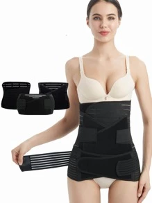3-In-1 Women's Waist Trainer, Adjustable Waist Cincher, Body Shaper Girdle Set - Black - View 3