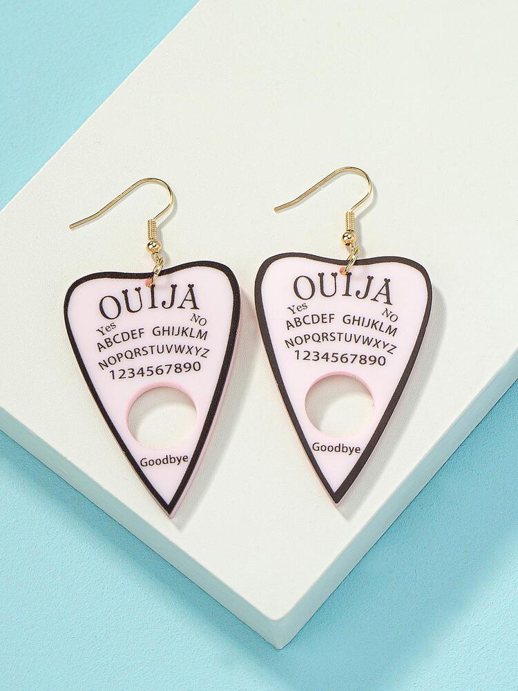 1對時尚數字和字母圖案耳墜適合女士適合派對 - 黑與白 - 查看 3