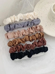 6 件/批 女士发圈 缎面丝绸发带 女士弹力橡皮筋发带 马尾辫发饰 休闲 - 彩色 - 查看 1