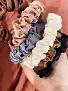 6 件/批 女士发圈 缎面丝绸发带 女士弹力橡皮筋发带 马尾辫发饰 休闲 - 彩色 - 查看 3