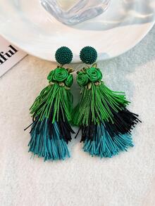 1 đôi bông tai hoa & tua rua phong cách Boho cho nữ để làm quà tặng - Nhiều màu - Xem 3