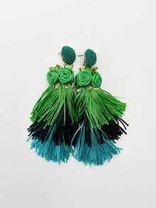 1 đôi bông tai hoa & tua rua phong cách Boho cho nữ để làm quà tặng - Nhiều màu - Xem 4