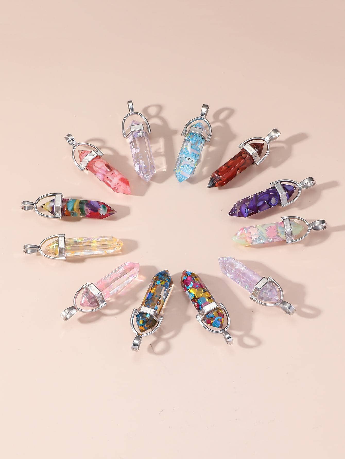 12 Cái/bộ Thời Trang Phối Màu Phát Sáng Trong Bóng Tối Hình Học Tự Làm Mặt Dây Chuyền Nữ Trang Sức Làm - Nhiều màu - Xem 1