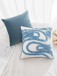 2入組簇絨靠墊套不附帶墊芯 - 藍色 - 查看 1