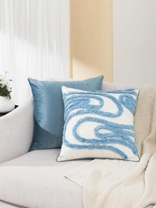 2入組簇絨靠墊套不附帶墊芯 - 藍色 - 查看 4