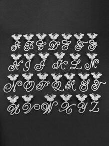 1pc Hip Hop Optional 26 Butterfly Italy Letter Men's Pendant Necklace explosive Punk jewelry Rhinestone Chain Link For Women Men - Silver - View 2