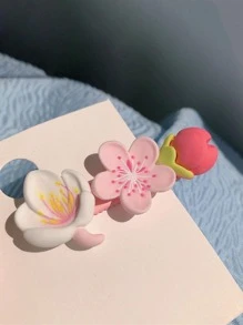 3pcs Flower Decor Alligator Hair Clip Cute - Multicolor - View 4