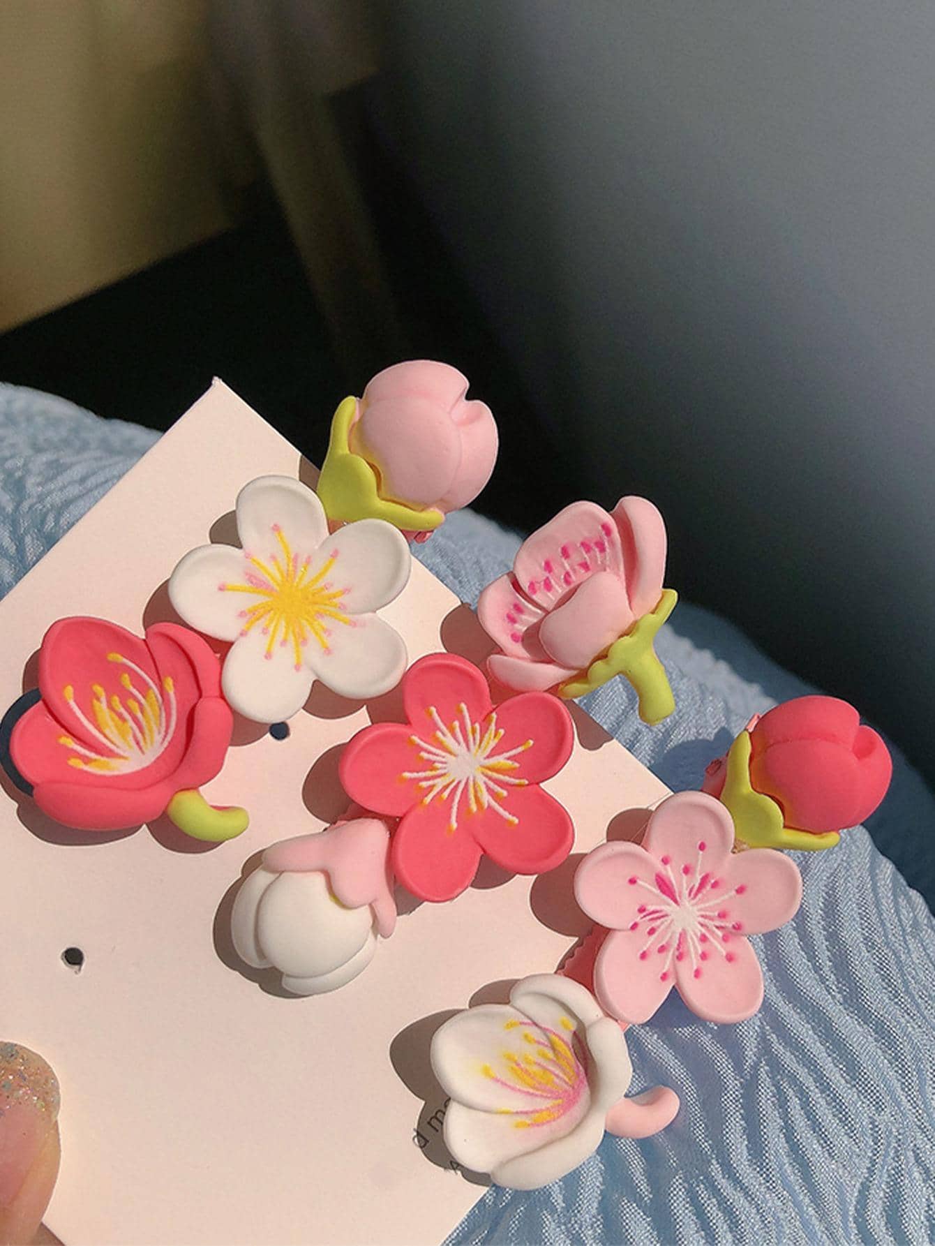 3pcs Flower Decor Alligator Hair Clip Cute - Multicolor - View 1
