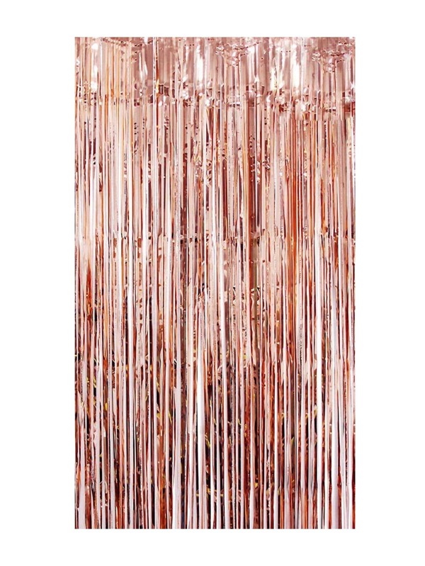 1 Peça Cortina de Seda da Chuva de Decoração de Festa Rosa Dourada 1*2m para Prop de Aniversário, Decorações de Festa de Bottom de Flor de Borla, Natal