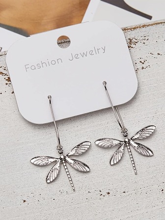 1對復古鋅合金蜻蜓耳墜適合女士日常裝飾