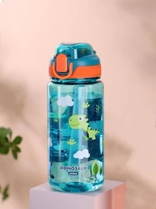 1pc 600ml Portable PC Sport Water Bottle, Cartoon Dinosaur Pattern Water Bottle For Outdoor