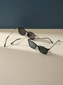 2pairs Round Frame Sunglasses - Black - View 4