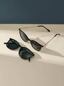 2pairs Round Frame Sunglasses - Black - View 3
