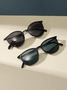 2pairs Round Frame Sunglasses - Black - View 2