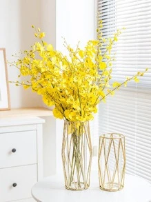1pc Iron Flower Vase,Home Decor,Flower Vase,Centerpiece,Table Decor Gifts Birthday Graduation Room Decor Glass Vase - Gold - View 3