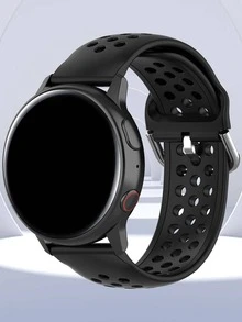 1入組男性和女士黑色穿孔直筒表面智能帶,通用20mm,22mm - 黑色 - 查看 2