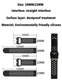 1入組男性和女士黑色穿孔直筒表面智能帶,通用20mm,22mm - 黑色 - 查看 4