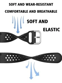 1入組男性和女士黑色穿孔直筒表面智能帶,通用20mm,22mm - 黑色 - 查看 3