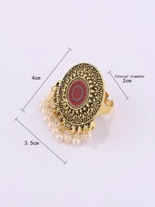 1pc Vintage Style Statement Ring, Great For Holiday & Travel Memorabilia - Multicolor - View 4