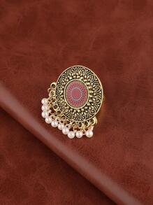 1pc Vintage Style Statement Ring, Great For Holiday & Travel Memorabilia - Multicolor - View 3