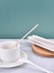 100pcs Wooden Disposable Coffee Stirrer School Supplies Back To School - Multicolor - View 3