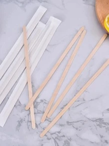 100pcs Wooden Disposable Coffee Stirrer School Supplies Back To School - Multicolor - View 2