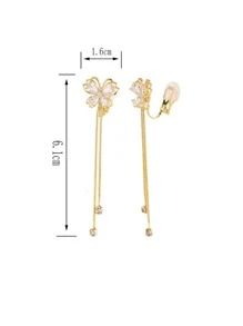 1 cặp Khuyên tai thời trang đính đá & bướm trang trí cho phụ nữ để làm quà tặng - Vàng - Xem 5