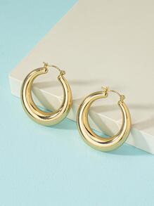 1 đôi bông tai dạng vòng tối giản thời trang dành cho nữ để làm quà tặng - Vàng - Xem 3